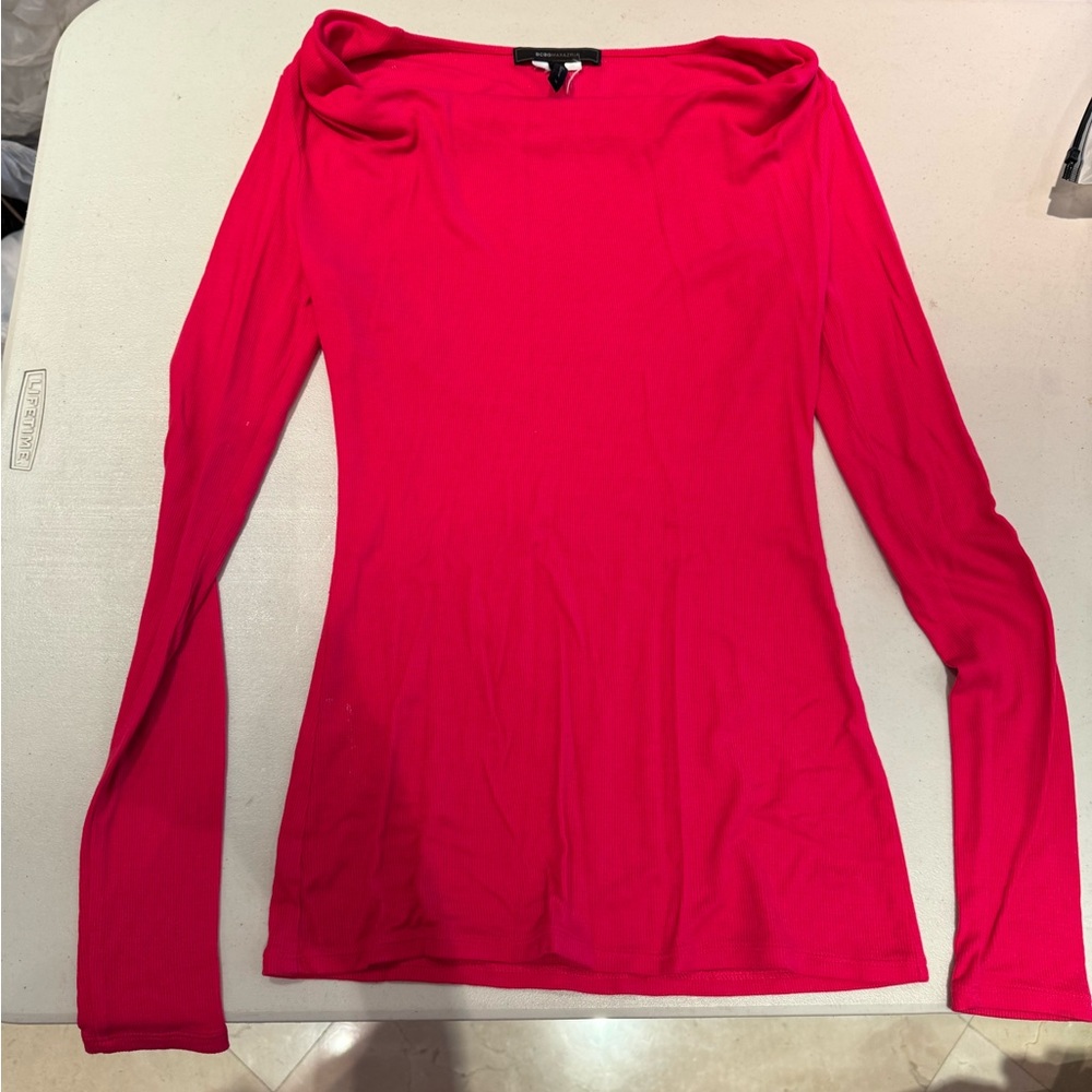 Bcbg hot pink cowl neck top